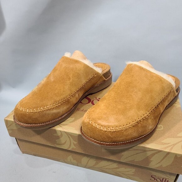 Söfft Bellflower Saddle Italian Suede Shearling Clogs Mule Womens Size 8.5M New - Picture 8 of 11